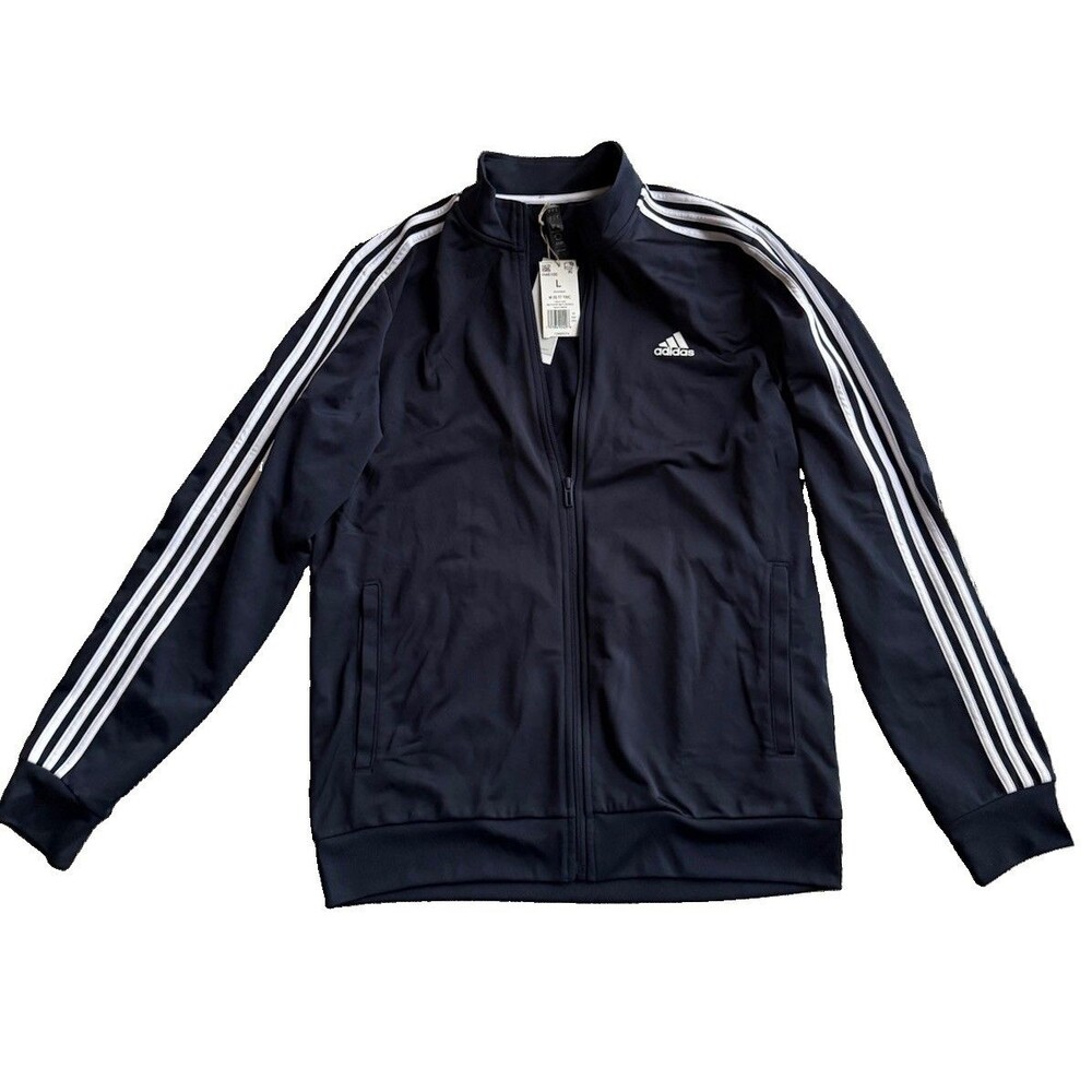 Adidas Men’s Essentials 3-Stripes Tricot Track Jacket Navy Blue H46100 Large NWT